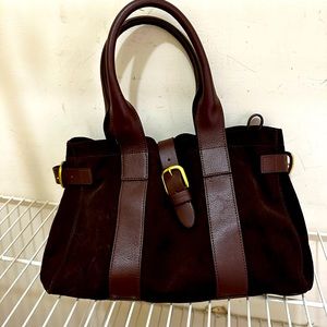 Rich brown Suede with leather trim satchel.